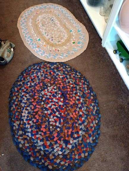 2 Rag rugs 40"×30" 41"×29"