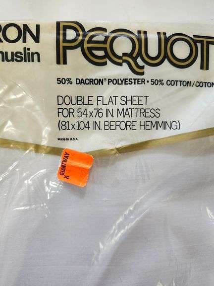 NOS Vintage white Pequot double flat sheet
