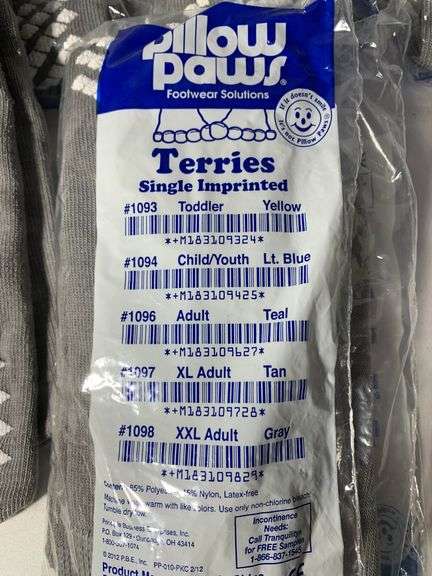 XXL Gray Double Tread Slip Stop Socks from Pillow Paws (Terrycloth) (6 Pairs)
