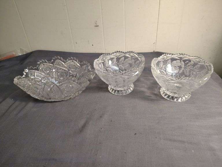 3 Cut glass bowls
