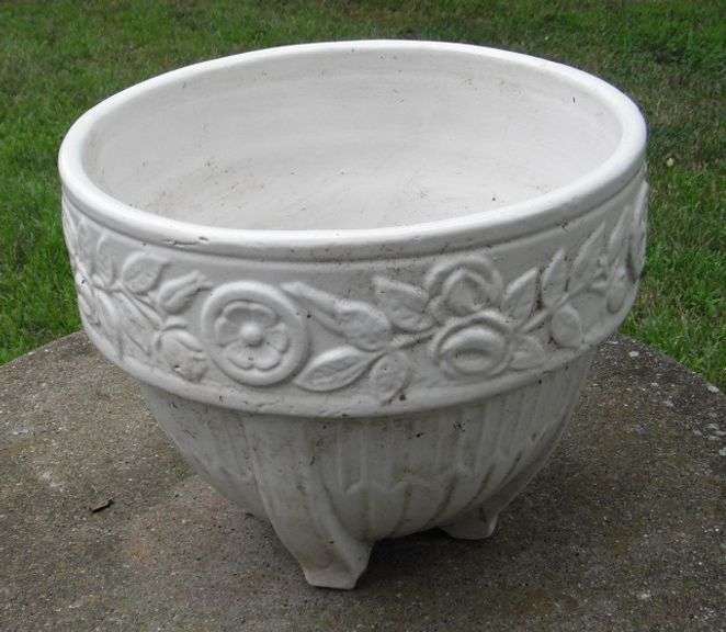 Nice Large 12" dia White Pottery Jardinere