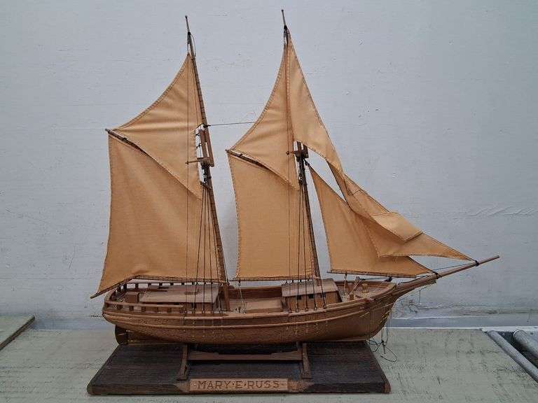 Beautiful model ship, Mary E Russ. Front room