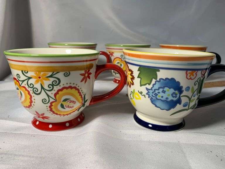 Threshold Coffee Mug Carnigan Field Paisley Floral Stoneware Mug Tea Cup Footed