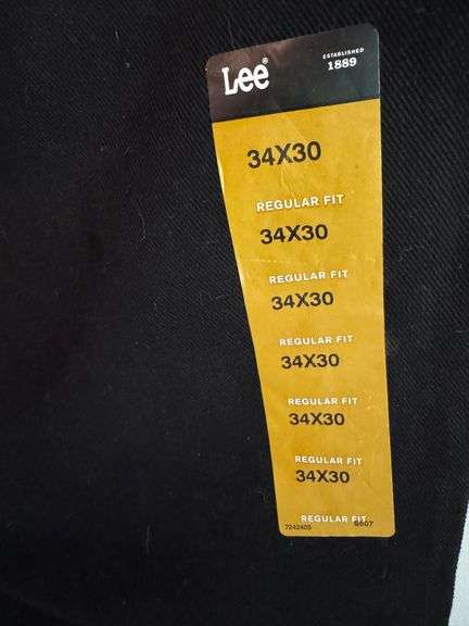 Lee Men’s Jeans, 34 x 30,  Regular Fit, Straight Leg, Double Black, 2008908, NWT