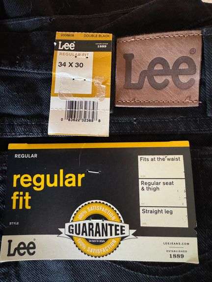 Lee Men’s Jeans, 34 x 30,  Regular Fit, Straight Leg, Double Black, 2008908, NWT