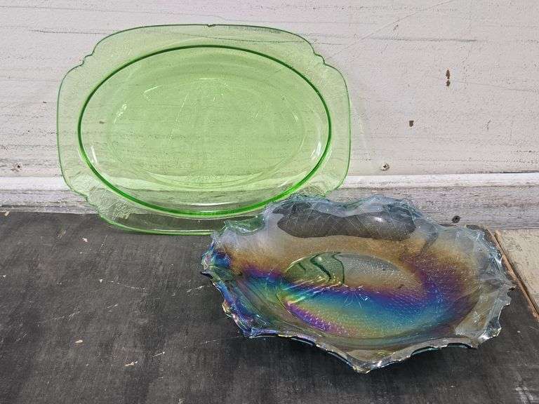 Carnival Glass & Depression Glass Platters. 6B