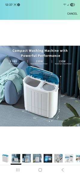 NIB Compact washing machine. BIN $50