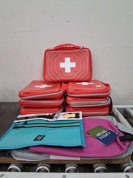 Nwt first aid bags, pencil pouch, and packing pouches. 1c