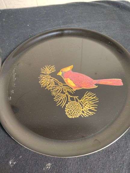 Couroc tray & candlewick bowl