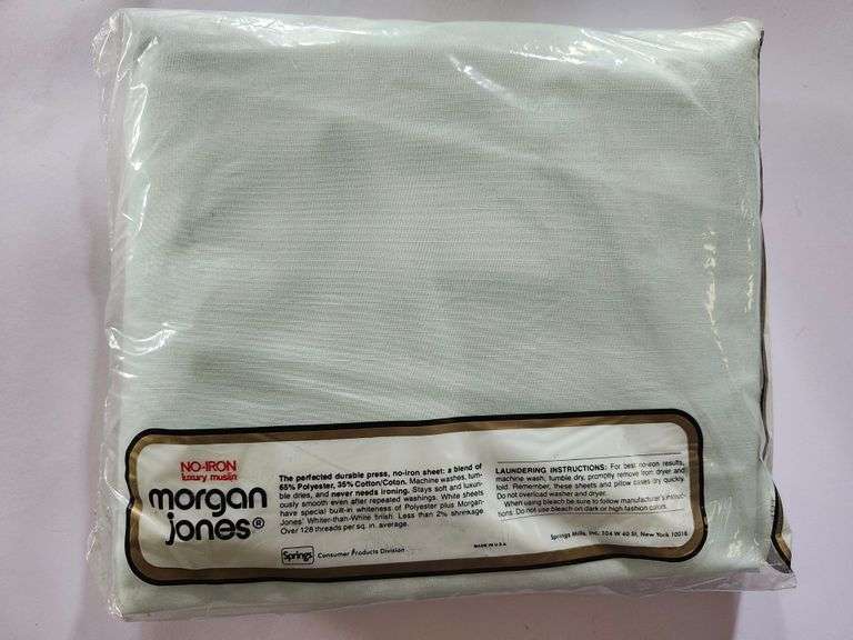 NOS Vintage Morgan Jones mint colored Double Fitted Sheet