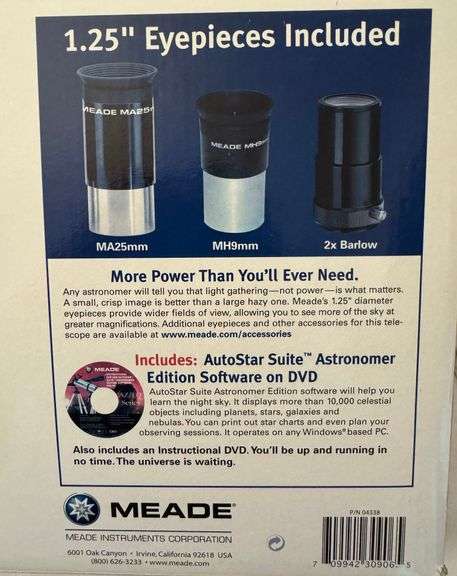 Meade Polaris Refracting Telescope 60AZ-AR, AP 60MM 2.4”, FL 700MM f/11.7