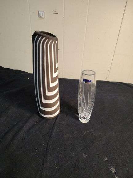 Signed vase & Waterford bud vase