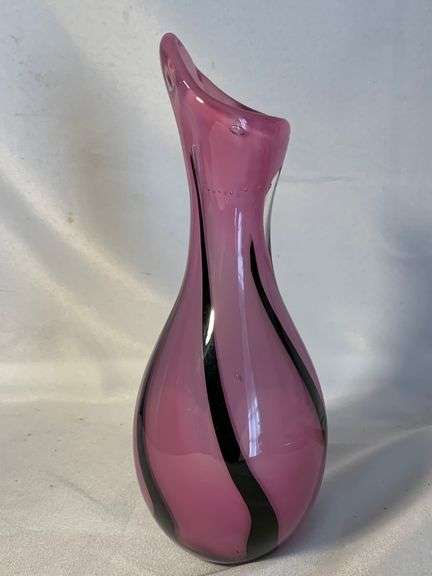 Murano Italian Stunning beautiful Hand Blown Glass Purple Pitcher Vase