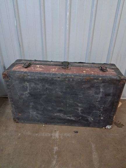 Locked Wooden Trunk with metal hardware