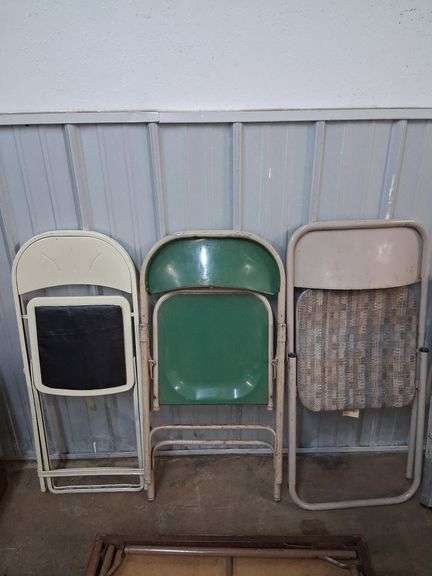 2 folding tables and 3 folding chairs
