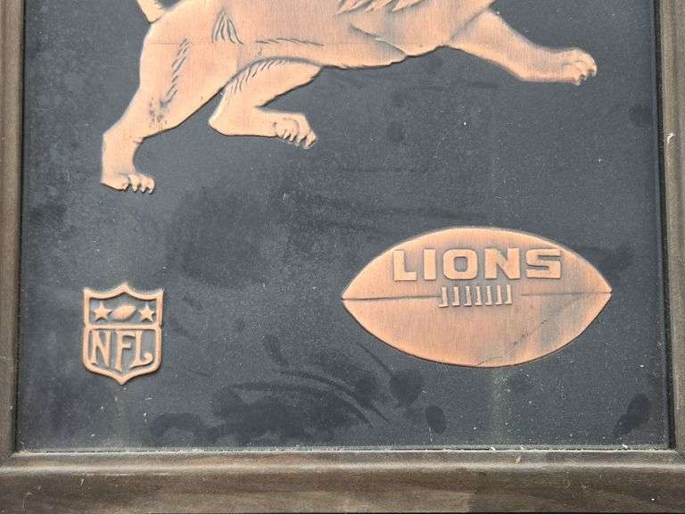 Vintage Acrometal Detroit Lions Copper Wall Plaque. 4A
