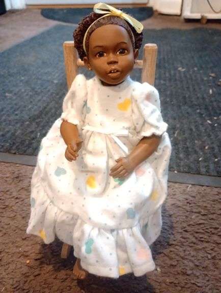 Anika doll in rocking chair- signed, numbered and dated