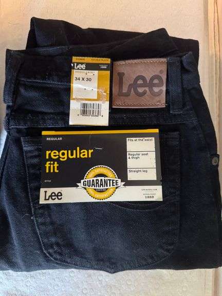 Lee Men’s Jeans, 34 x 30,  Regular Fit, Straight Leg, Double Black, 2008908, NWT