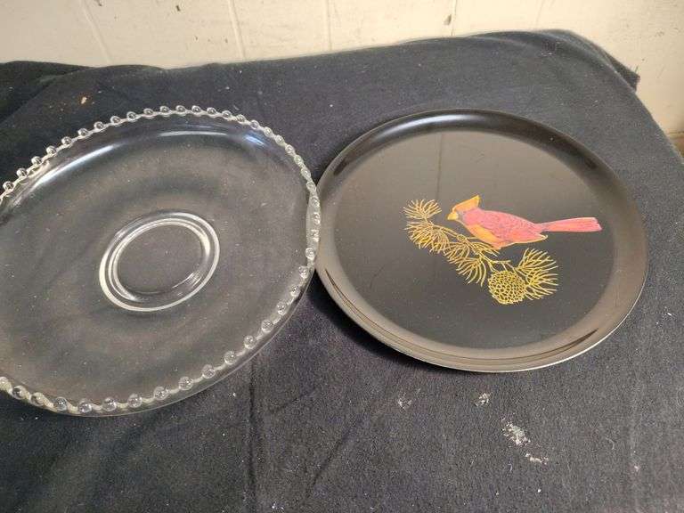 Couroc tray & candlewick bowl