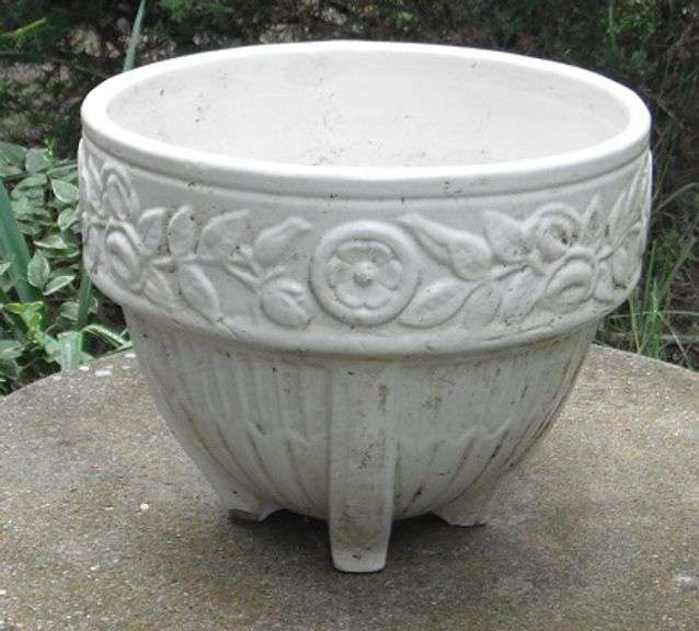 Nice Large 12" dia White Pottery Jardinere