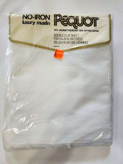 NOS Vintage white Pequot double flat sheet