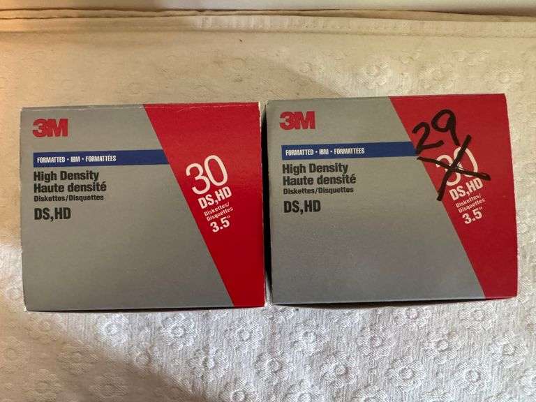 3M Floppy Disks, DS, HD, Formatted IBM, 2 boxes (Quantity 59), NIB