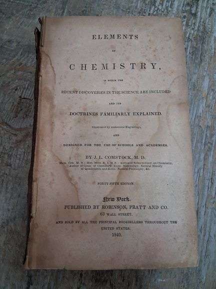 Box lot: books including 1840 chemistry, encyclopedias of collectibles, and more. 11b
