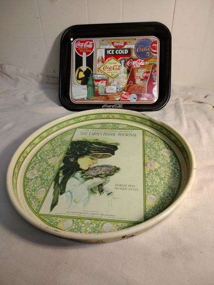 Coca-Cola tray and The Ladies Home Journal tray