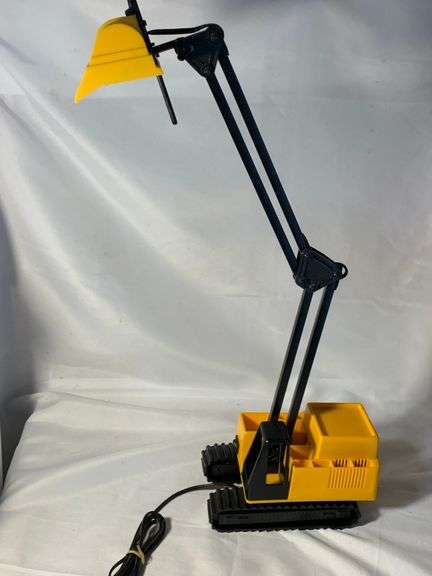 Excavator Desk Lamp Yellow Black Adjustable Arm Desk Organizer Digger Light