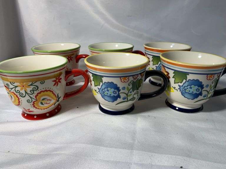 Threshold Coffee Mug Carnigan Field Paisley Floral Stoneware Mug Tea Cup Footed