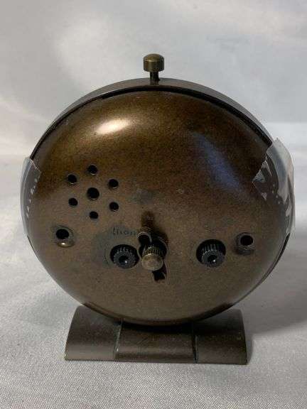 Vintage Bronze Standing Alarm Clock Quartz Battery Operated Working
