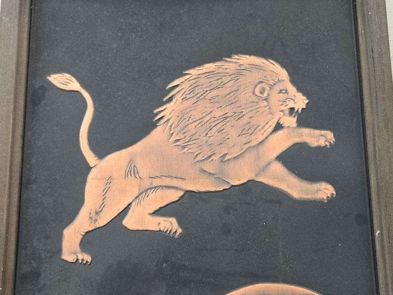 Vintage Acrometal Detroit Lions Copper Wall Plaque. 4A