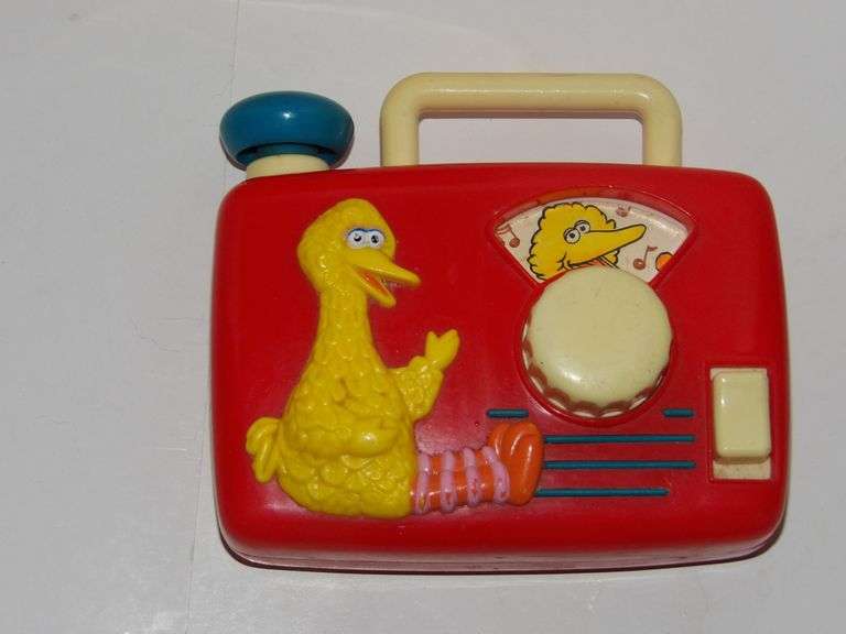 Sesame Street Big Bird Dump Truck and Wind-up Radio (works)