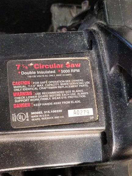 Sears Craftsman 7 1/4" circular saw in case