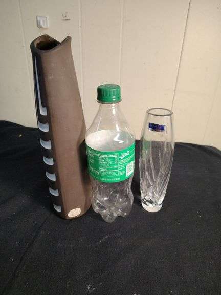 Signed vase & Waterford bud vase