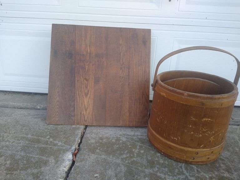 Vintage wood magazine rack and  table top