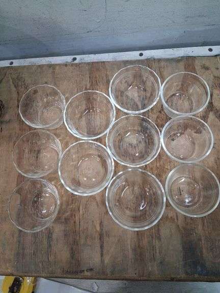 Small pyrex and fire king glass bowls and metal mixing bowls. 3d