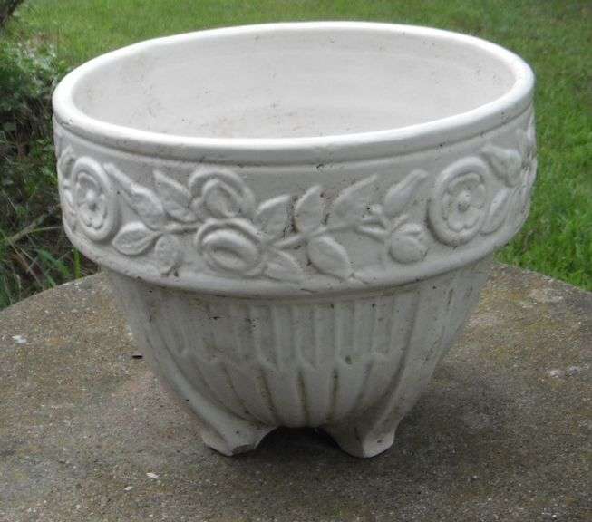 Nice Large 12" dia White Pottery Jardinere