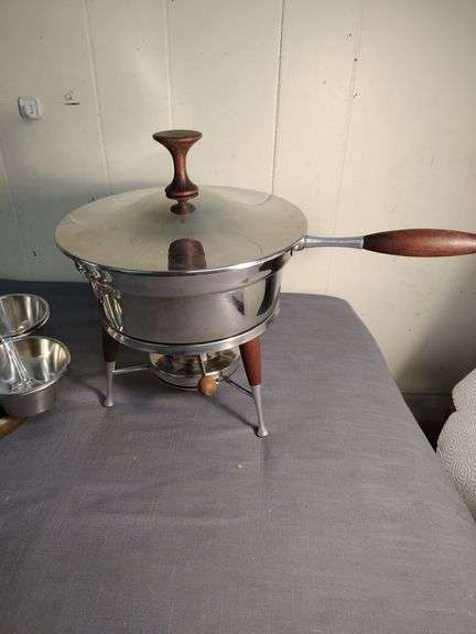 Mid Century chafing dish and condiment tray