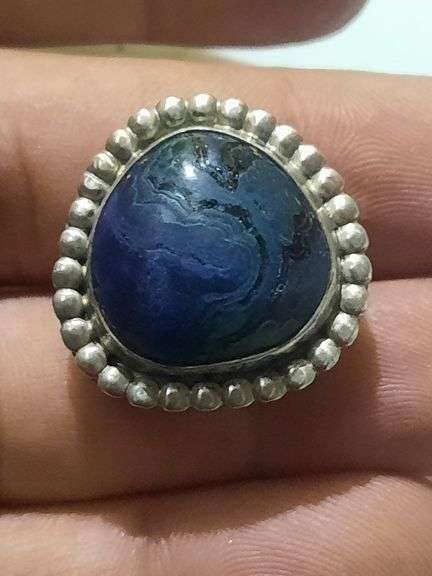 Native Sterling Silver Agate Ring sz 8