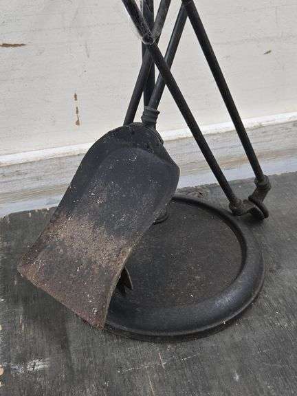 Cast Iron Fireplace Tools with Brass Knobs. 21A
