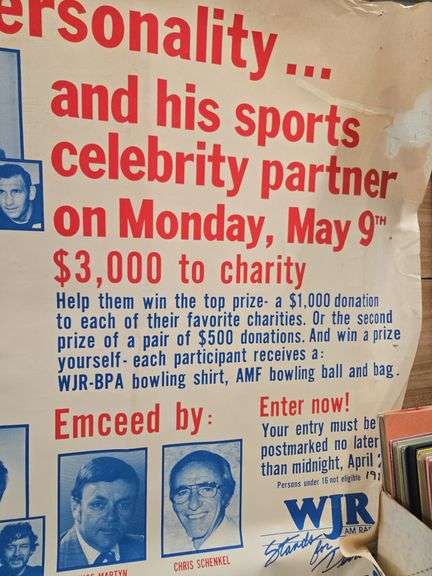 Vintage WJR Bowling Poster.