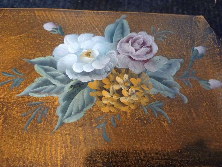 Hand painted wood box 11"×7"×7"