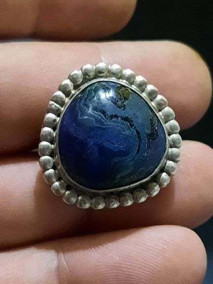 Native Sterling Silver Agate Ring sz 8