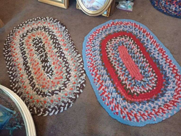 2 Rag rugs 46 1/2"×34" 48 1/2"×28"