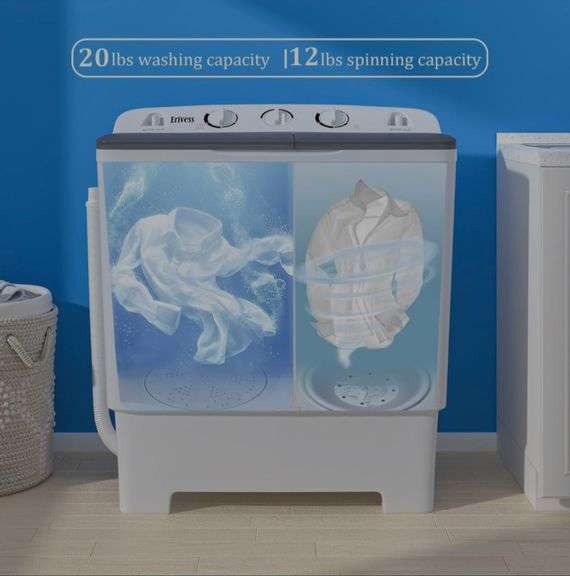 Erivess 32 lb. Compact Mini Twin Tub Washing Machine / Spinner (BIN $75)