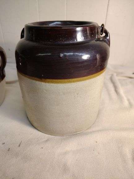 Antique 2 toned bean pot and vintage bean pot