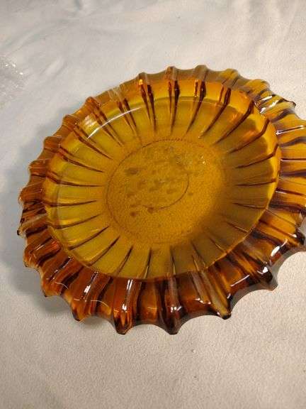Vintage large amberina ashtray