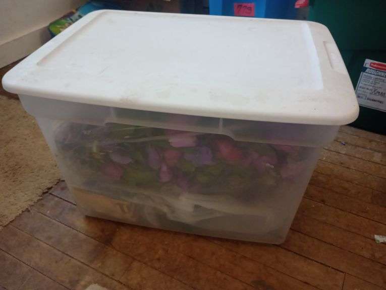 73qt Sterilite tote with flowers
