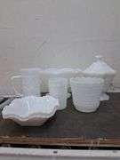 White glass assortment. 1b